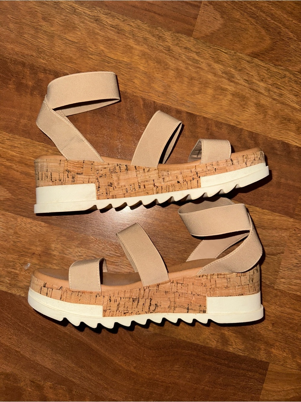 Steve Madden Women's Beige Cork Platform Sandals